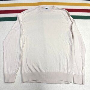 ASKET The Cotton Sweater Mens Size M Short Creme White 100% Organic‎ Cotton